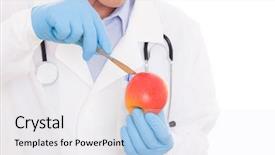  Presentation with pharmaceutical analysis electro phoresis - Colorful PPT theme enhanced with man apple abstract - healthy analysis backdrop and a  colored foreground