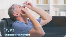  Presentation with eye - Cool new PPT theme with man-applying-eye-drops backdrop and a ocean colored foreground