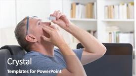  Presentation with eye care - Presentation theme having man applying eye drops background and a gray colored foreground