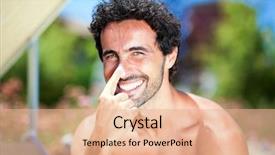  Presentation with blooding of nose - PPT layouts enhanced with man applying sun screen background and a coral colored foreground