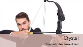  Presentation with archery - Theme consisting of man archery - close up of businessman shooting background and a  colored foreground