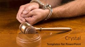  Presentation with judge - Slide set consisting of man-arrested-awaits-the-judge background and a gold colored foreground