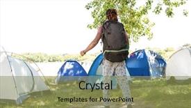  Presentation with music festival silhouette bank - Amazing PPT layouts having man arriving at music festival backdrop and a  colored foreground