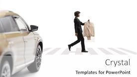  Presentation with pedestrian crossing - Theme consisting of man-arrying-suit-from-dry background and a white colored foreground