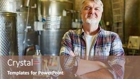  Presentation with winery - Cool new PPT theme with man-as-a-brewer backdrop and a coral colored foreground
