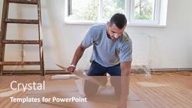  Presentation with craftsman - Amazing presentation theme having man-as-a-craftsman backdrop and a coral colored foreground