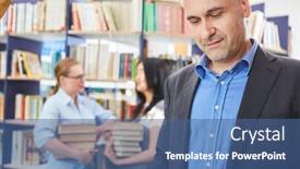  Presentation with bookstore - Slide set featuring man-as-a-customer background and a ocean colored foreground