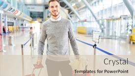  Presentation with airport terminal - PPT layouts having man-as-a-passenger background and a lemonade colored foreground
