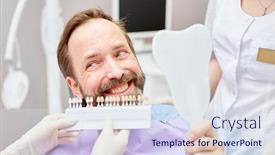  Presentation with teeth whitening - PPT layouts enhanced with man-as-a-patient background and a sky blue colored foreground