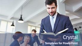  Presentation with controller - Amazing presentation theme having man as manager and controller backdrop and a  colored foreground