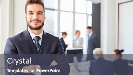  Presentation with psychosocial self esteem - Presentation theme featuring competency - man as self confident consultant background and a dark gray colored foreground