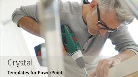  Presentation with diy - Amazing theme having man assembling diy furniture using electric drill backdrop and a light gray colored foreground