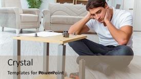  Presentation with furniture - Amazing presentation having man-assembling-furniture-at-home backdrop and a coral colored foreground