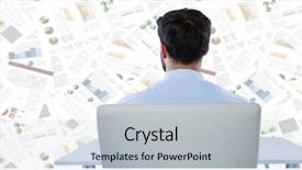  Presentation with desk - Slide set featuring man at desk against document background and a light gray colored foreground