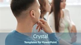  Presentation with psychotherapy - PPT layouts enhanced with man at group psychotherapy session background and a ocean colored foreground
