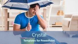  Presentation with neighbor - Slides having man-at-home-dealing background and a ocean colored foreground