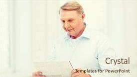  Presentation with old newspaper - Colorful presentation theme enhanced with man at home reading newspaper backdrop and a cream colored foreground