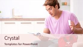  Presentation with first aid kit - Theme enhanced with man at home with first background and a  colored foreground