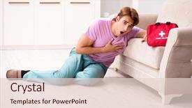  Presentation with first aid kit - PPT layouts with man at home with first background and a lemonade colored foreground