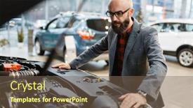  Presentation with truck - Beautiful slide set featuring man-at-new-truck backdrop and a violet colored foreground