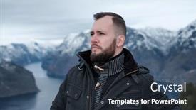  Presentation with norway - PPT theme enhanced with man-at-stegastein-viewpoint-above background and a tawny brown colored foreground