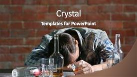  Presentation with alcoholism - Colorful theme enhanced with man at table with alcohol backdrop and a tawny brown colored foreground