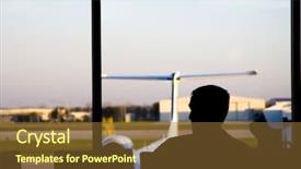  Presentation with waiting - Beautiful slide deck featuring man at the airport gate backdrop and a tawny brown colored foreground