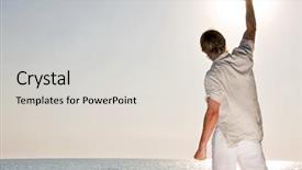  Presentation with beach - Presentation theme having beach rising the hand background and a light gray colored foreground