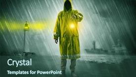  Presentation with coast - Amazing PPT theme having man at the coast coming backdrop and a ocean colored foreground