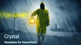  Presentation with coast guard - Beautiful presentation theme featuring man at the coast coming backdrop and a ocean colored foreground