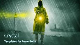  Presentation with coast - Presentation theme featuring man at the coast coming background and a ocean colored foreground