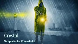  Presentation with coast - Slide deck featuring man at the coast coming background and a ocean colored foreground