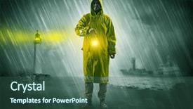  Presentation with coast - PPT theme enhanced with man at the coast coming background and a ocean colored foreground