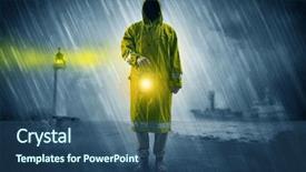  Presentation with cookout bbq grill and glowing - Presentation theme featuring man at the coast coming background and a ocean colored foreground