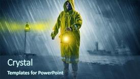  Presentation with coast - Slide set having man at the coast coming background and a ocean colored foreground