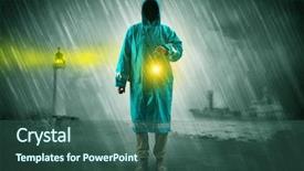  Presentation with coast - Cool new PPT theme with man at the coast coming backdrop and a ocean colored foreground