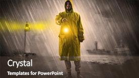  Presentation with coast - Beautiful PPT theme featuring man at the coast coming backdrop and a tawny brown colored foreground