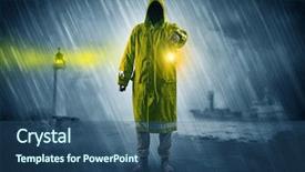  Presentation with coast - Audience pleasing presentation consisting of man at the coast coming backdrop and a ocean colored foreground