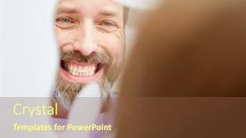  Presentation with teeth whitening - Audience pleasing slides consisting of man-at-the-dentist backdrop and a tawny brown colored foreground