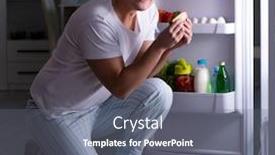  Presentation with fridge - Colorful presentation theme enhanced with man at the fridge eating at night backdrop and a gray colored foreground