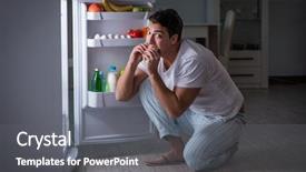  Presentation with awards night - Slide set with man at the fridge eating background and a gray colored foreground