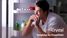  Presentation with starry night of vincent van gogh - Cool new PPT theme with man at the fridge eating backdrop and a tawny brown colored foreground