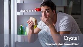  Presentation with fridge - PPT theme enhanced with man at the fridge eating background and a  colored foreground