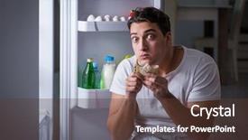  Presentation with dj night party - Colorful slides enhanced with man at the fridge eating backdrop and a tawny brown colored foreground