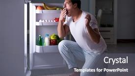  Presentation with night tapas - Cool new PPT theme with man at the fridge eating backdrop and a gray colored foreground