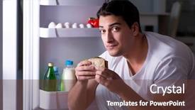  Presentation with dj night party - Audience pleasing PPT theme consisting of man at the fridge eating backdrop and a  colored foreground