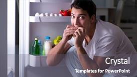  Presentation with fridge - Slide set featuring man at the fridge eating background and a gray colored foreground
