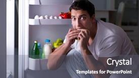  Presentation with eating disorders anorexia - Audience pleasing presentation consisting of man at the fridge eating backdrop and a gray colored foreground