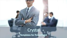  Presentation with successful - Beautiful PPT theme featuring man at the office lead backdrop and a  colored foreground