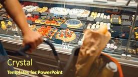  Presentation with grocery store - Amazing presentation theme having man-at-the-showcase backdrop and a tawny brown colored foreground